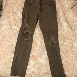 Express Distressed Legging Jeans Brown/Green wash